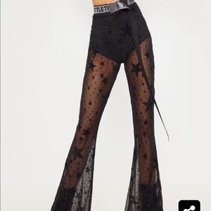 Prettylittlething black star mesh pants
